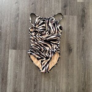 Magicsuit Girls One-Piece Swimsuit - Black & Cream with Taupe Stripes